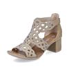 Rieker Lattice Cut Block Heel Sandal - Beige Sparkle